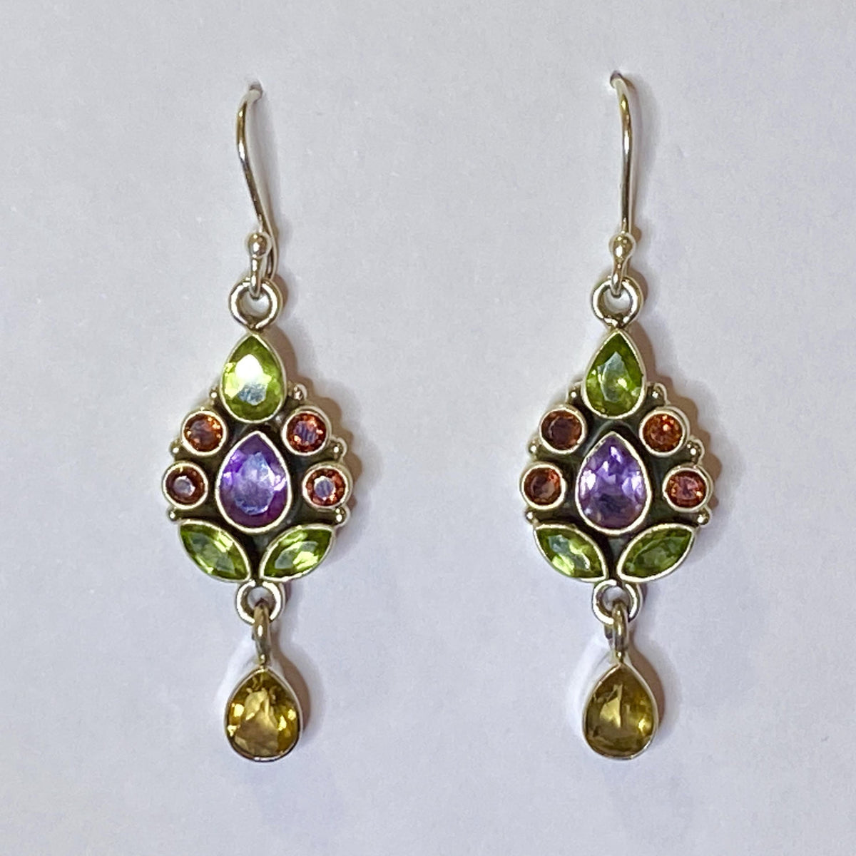 Amethyst, Citrine, Garnet and Peridot Earrings