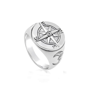 Sterling Silver Compass Men's Ring