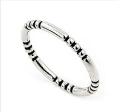 Sterling Silver Stackable Bead And Bar Ring