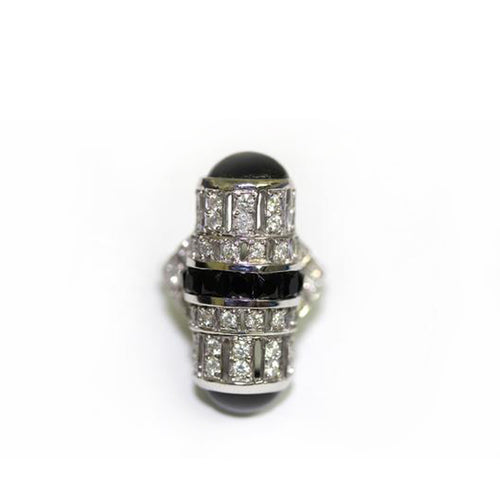 Diamond Onyx 9ct White Gold Ring