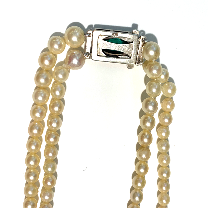 Cultured Pearl Double Strand Vintage Necklace