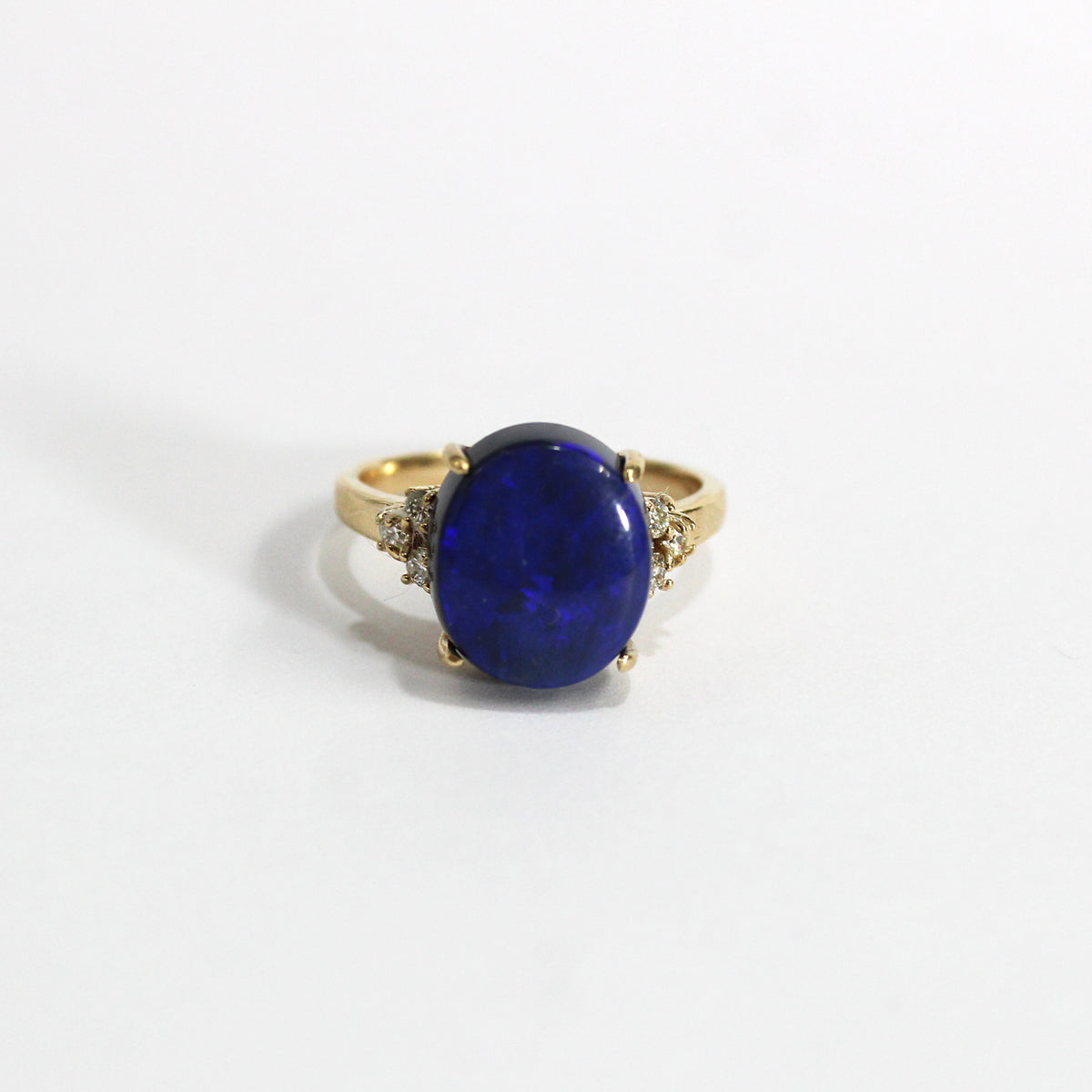 9ct Yellow Gold 2.50ct Solid Opal and Diamond Ring