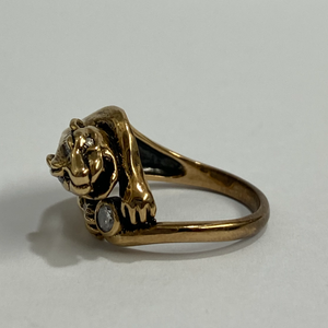 9ct Yellow Gold Diamond Panther Signet Ring