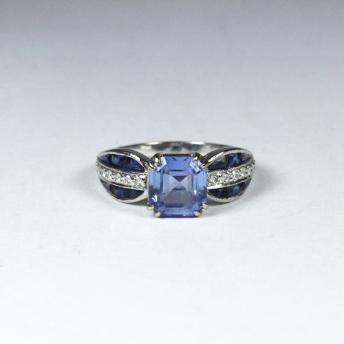 9ct White Gold 2ct Sapphire and Diamond Dress Ring