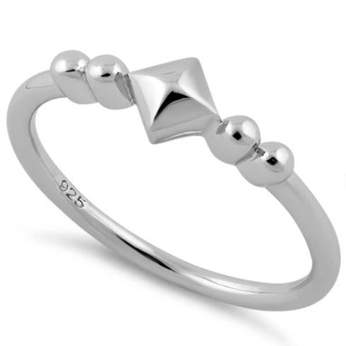 Sterling Silver Square and Bead Stacking Ring