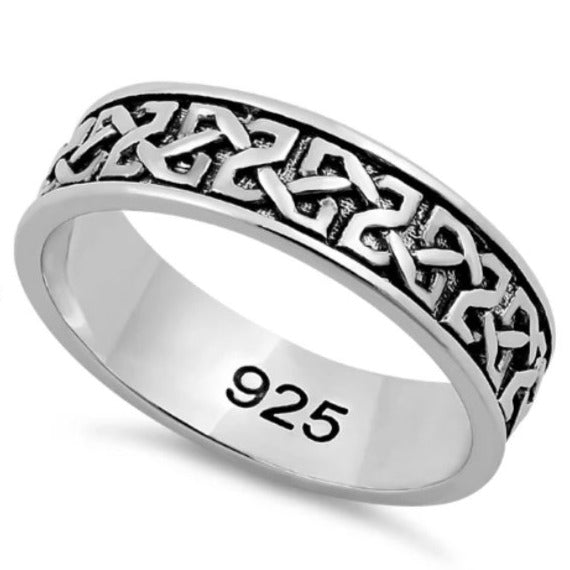 Sterling Silver Engraved Celtic Band