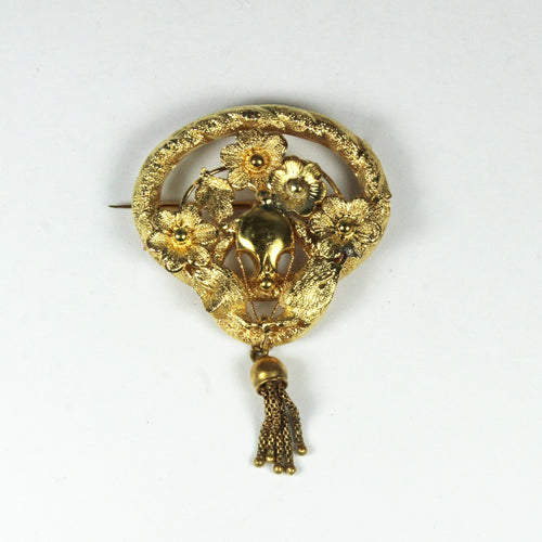 Antique 18ct Yellow Gold Daisy Tassel Brooch