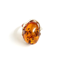 Sterling Silver Amber Ring