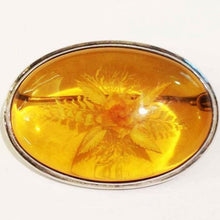 Vintage Carved Amber Glass Brooch