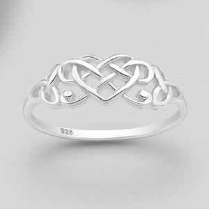 Sterling Silver Celtic Knot Heart Signet Ring