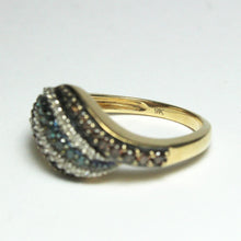 9ct Yellow Gold Blue, Congac and White Diamond Dress Ring
