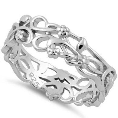 Sterling Silver Floral Band