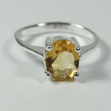 Small Sterling Silver Oval Cut Citrine Ring