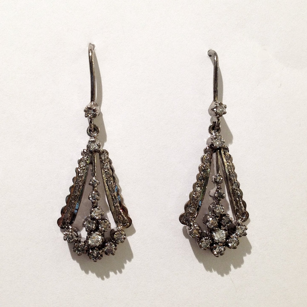 Sterling Silver Diamond Hook Drop Earrings