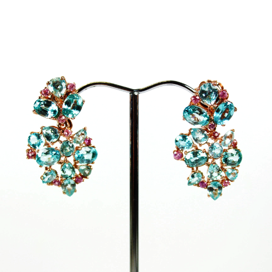 Topaz and Pink Amethyst Earrings