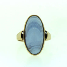 Antique 9ct Yellow Gold Banded Lavender Agate Ring
