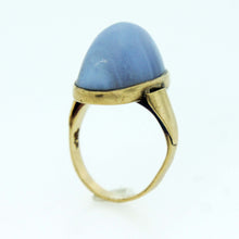Antique 9ct Yellow Gold Banded Lavender Agate Ring