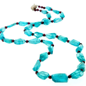 Rough Cut Natural Apatite and Garnet Necklace