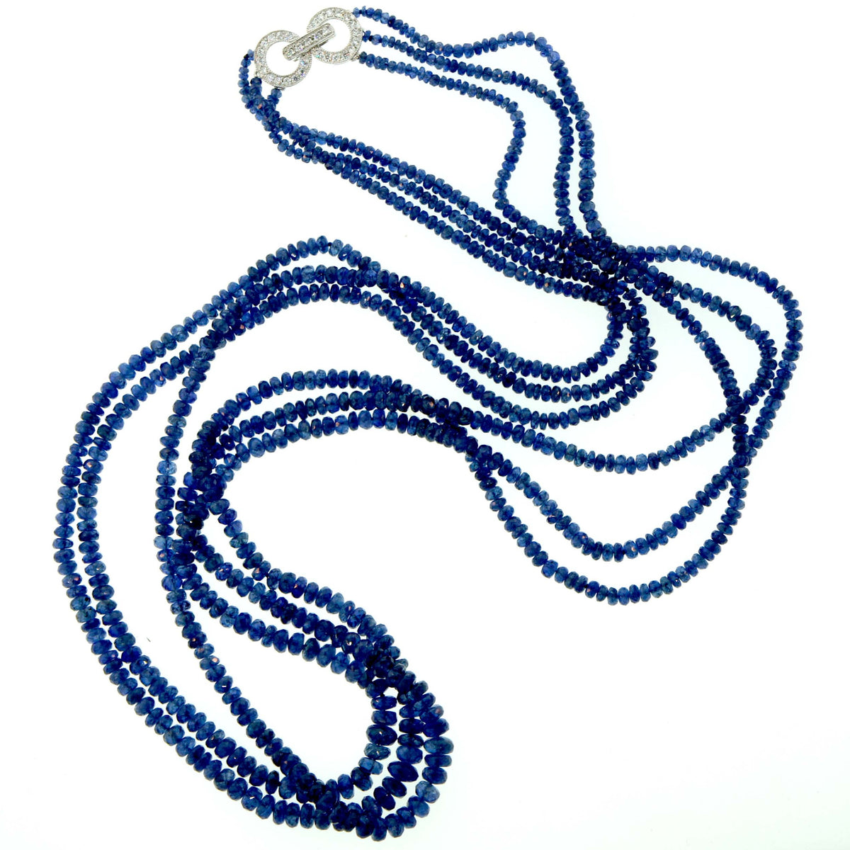 Blue Sapphire Graduated Multi-Strand Beaded Necklace