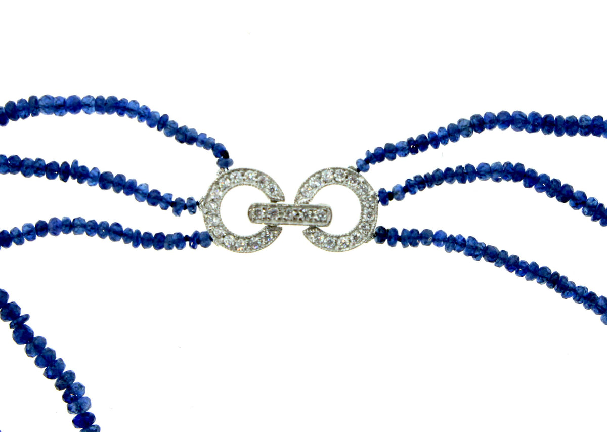 Blue Sapphire Graduated Multi-Strand Beaded Necklace