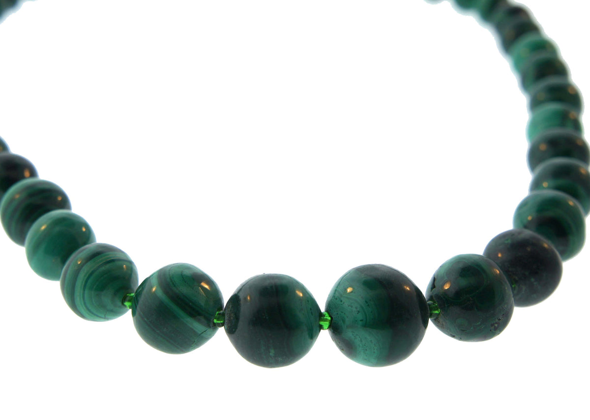Natural Malachite Bead and Glass Necklace