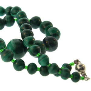 Natural Malachite Bead and Glass Necklace