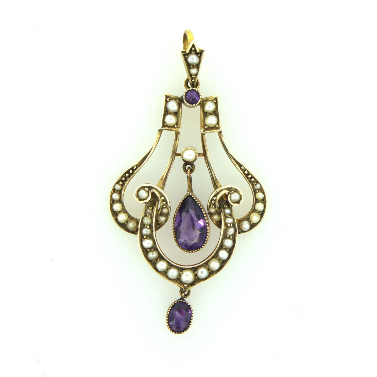 Edwardian Amethyst and Seed Pearl Pendant