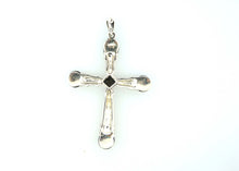 Onyx and Marcasite Sterling Silver Cross Pendant