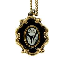 Victorian White Agate and Enamel Mourning Pendant