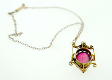 Pink Paste 9ct Gold Oval Drop and Chain