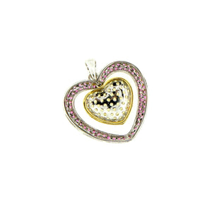 18ct White Gold Yellow Sapphire and Ruby Heart Pendant