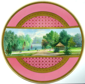 Early Minton Hand-painted Porcelain Plate "Botanic Gardens, Adelaide"