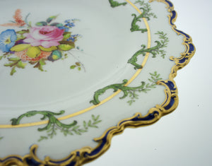 Two Royal Crown Derby England Porcelain Wall Plate Floral