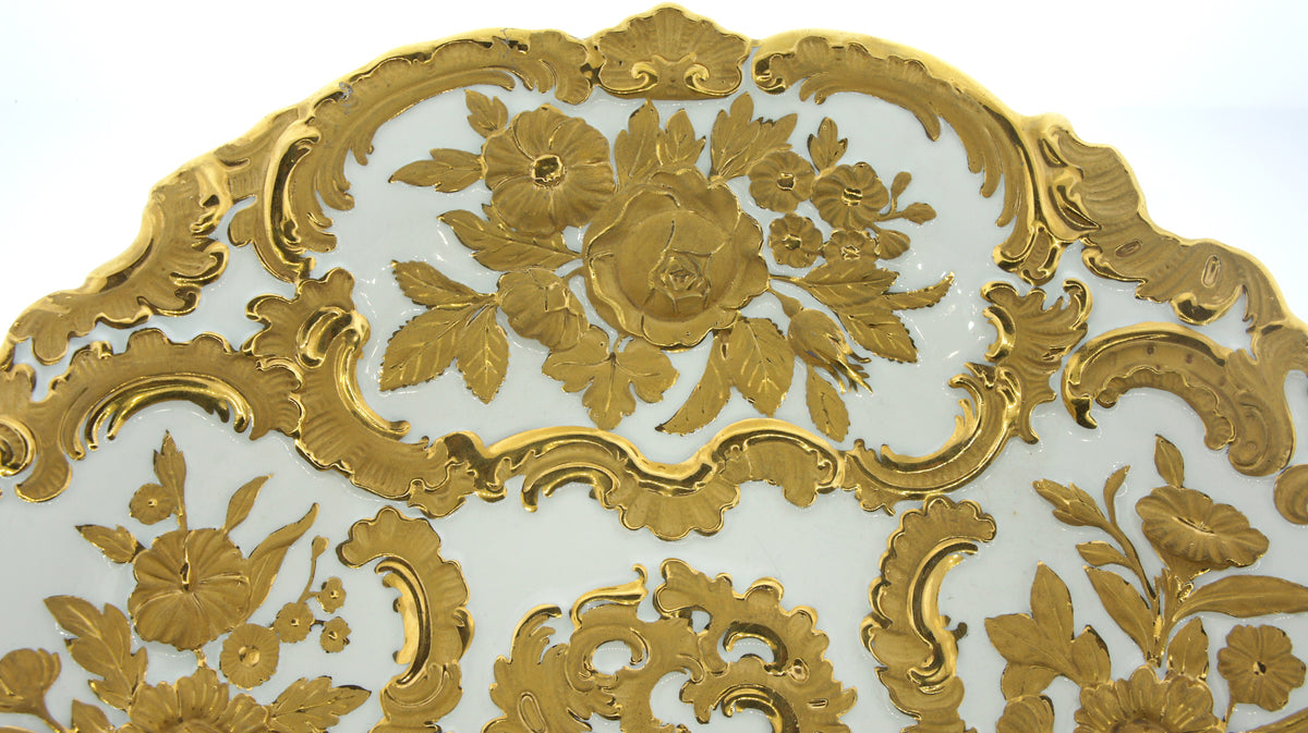 Meissen Germany Decorative Bowl Embossed Gold Design