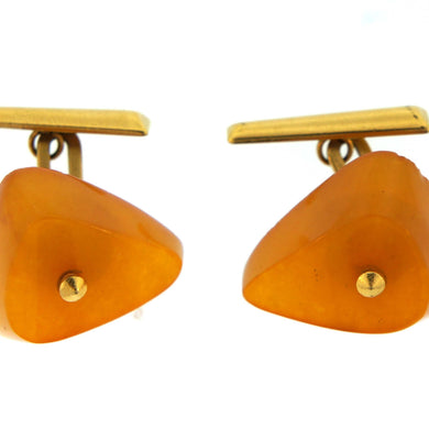 18ct Yellow Gold Amber Triangular Cufflinks