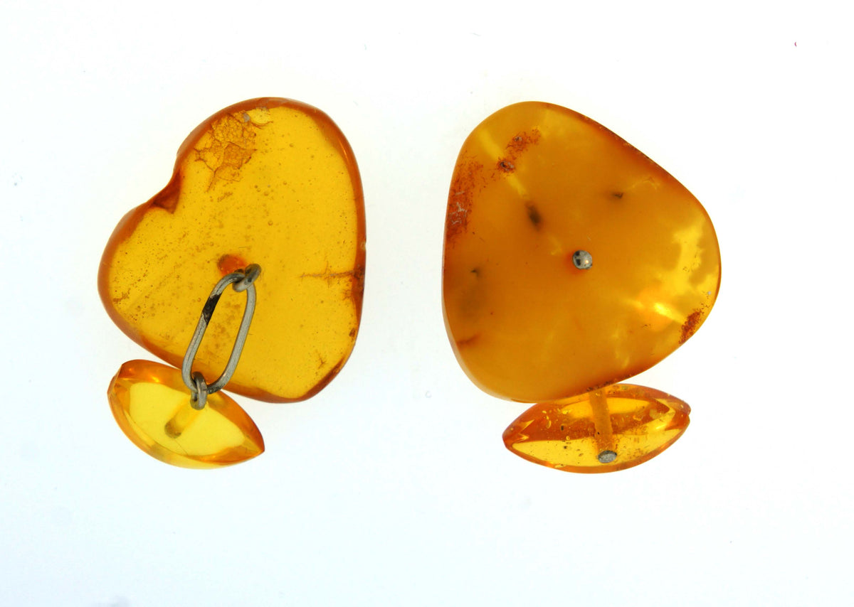 Vintage Baltic Amber Sterling Silver Cufflinks