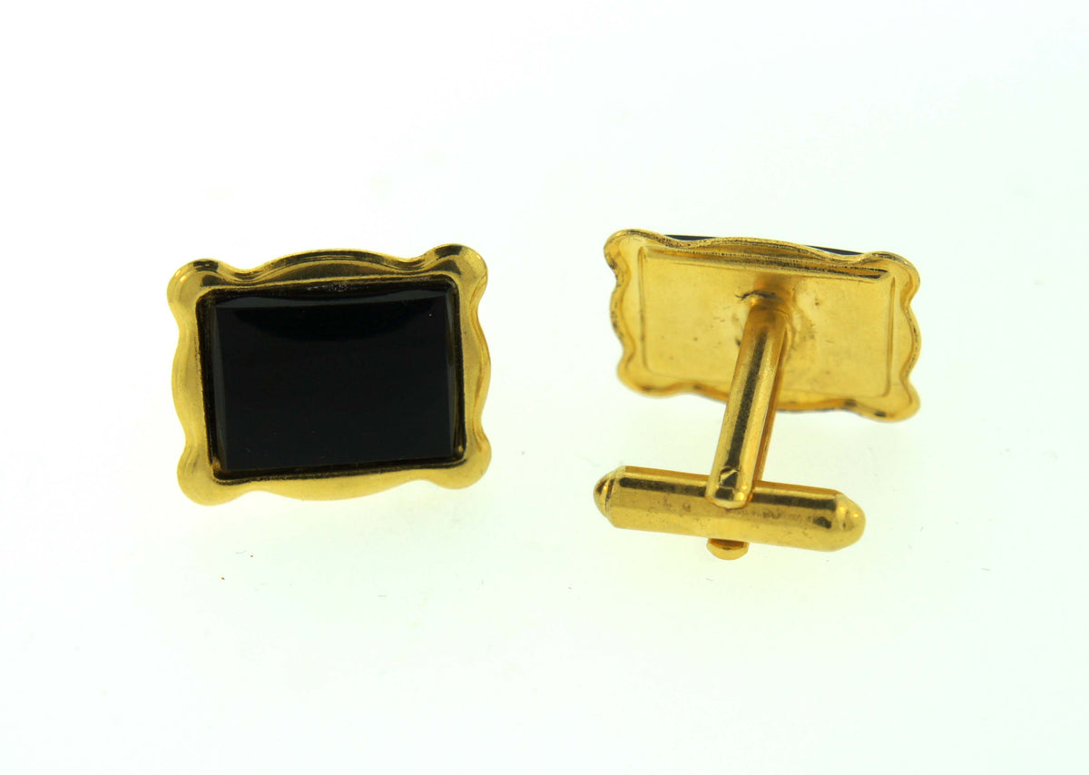 Retro Rectangular Onyx Cufflinks