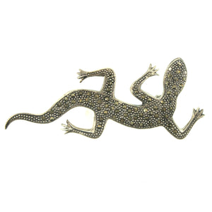 Sterling Silver and Marcasite Lizard Brooch