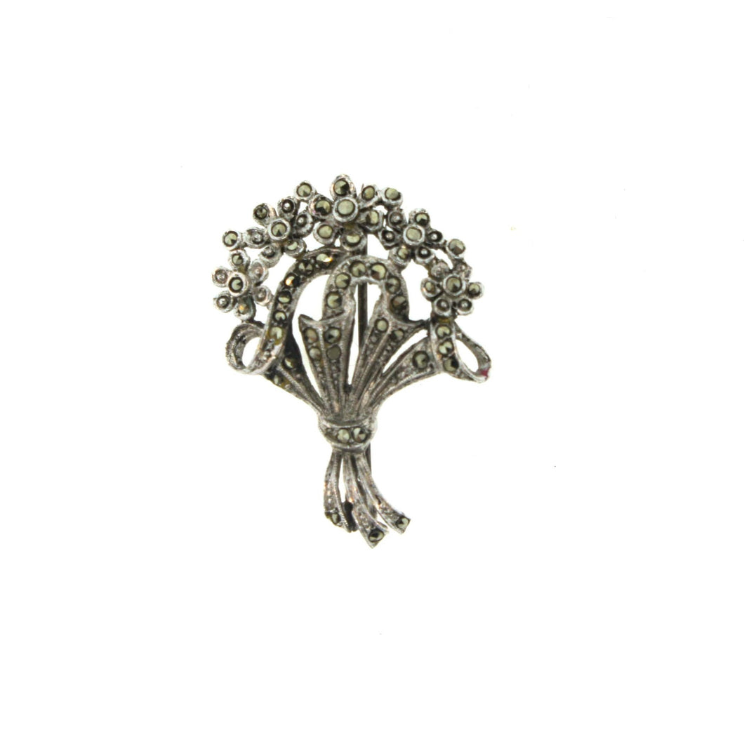 Sterling Silver and Marcasite Bouquet Brooch
