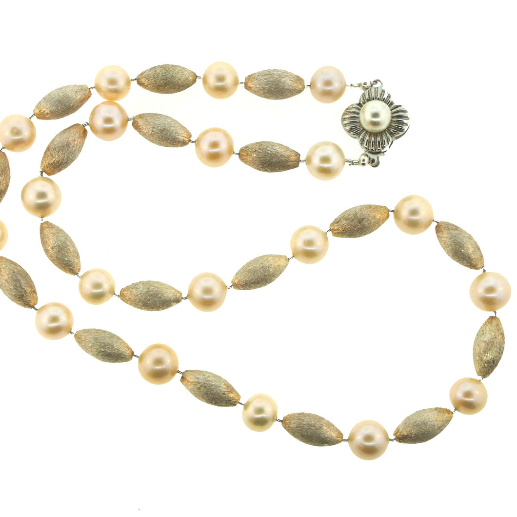 Sterling Silver Bead and Cultured Pearl Necklace