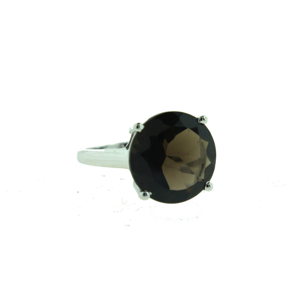 Smokey Quartz Sterling Silver Circular Ring