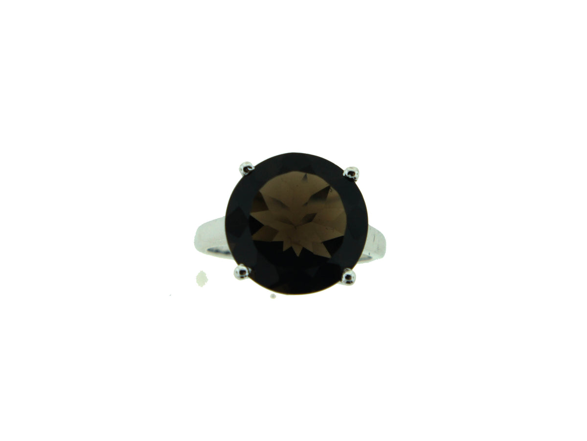 Smokey Quartz Sterling Silver Circular Ring