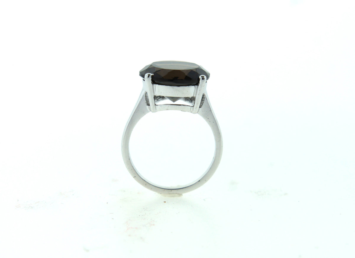 Smokey Quartz Sterling Silver Circular Ring