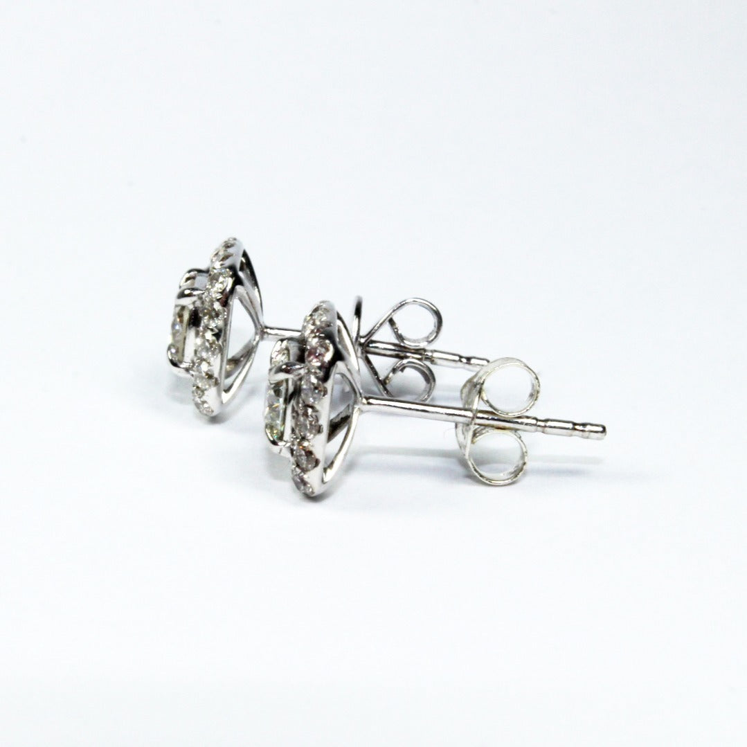 9ct White Gold Cushion Cut Diamond Stud Earrings
