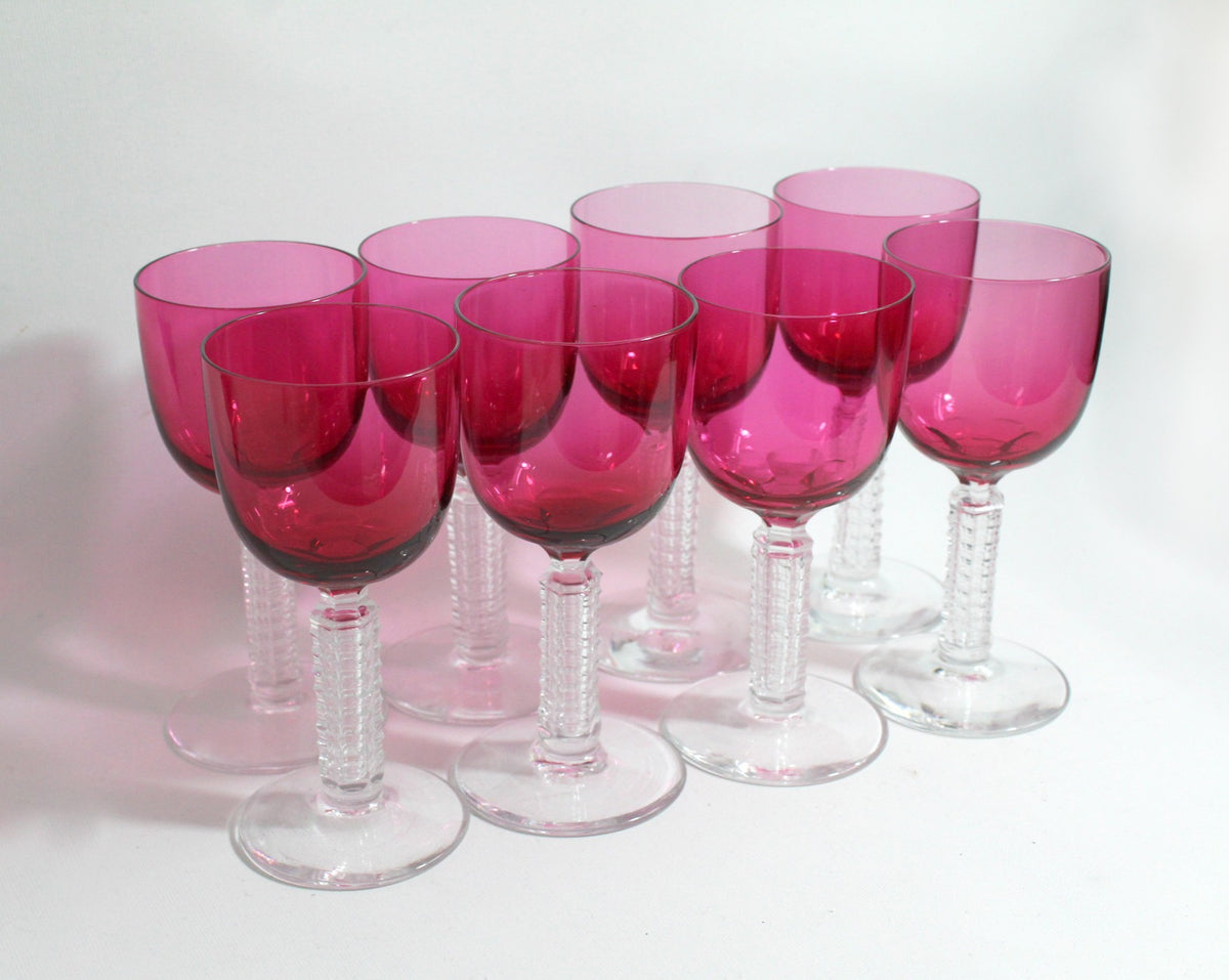 Vintage Ruby Red Wine Glass Set