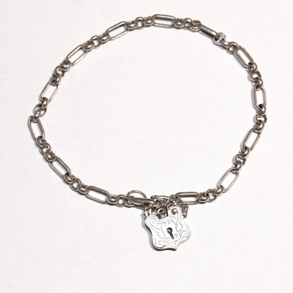 Sterling Silver Pad Lock Childrens Bracelet