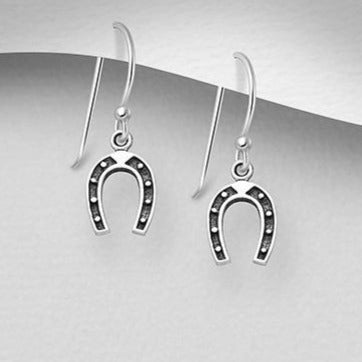 Sterling Silver Horseshoe Drop Earrings
