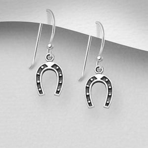 Sterling Silver Horseshoe Drop Earrings
