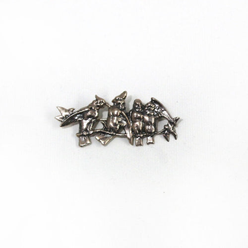 Sterling Silver Cockatoo Flock Brooch