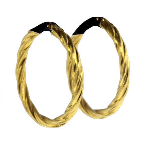 Vintage 18ct Yellow Gold Twist Hoop Earrings